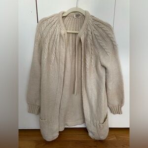 Vintage cream tie neck cardigan